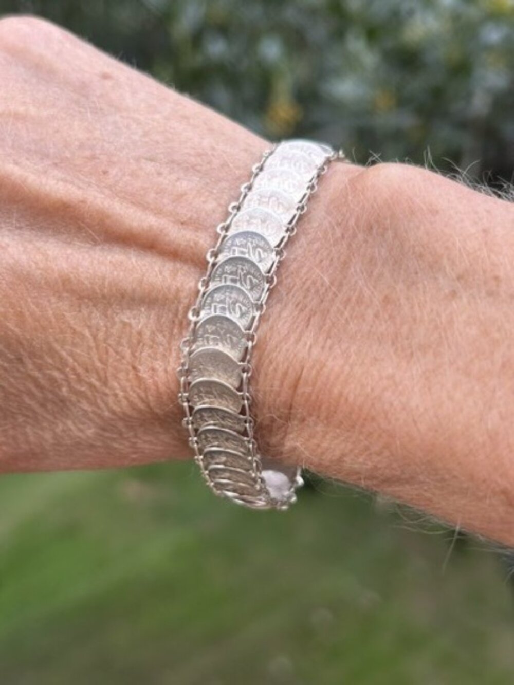 925 SILVER Plata Guadalajara Mexico - 1960 Coin BRACELET